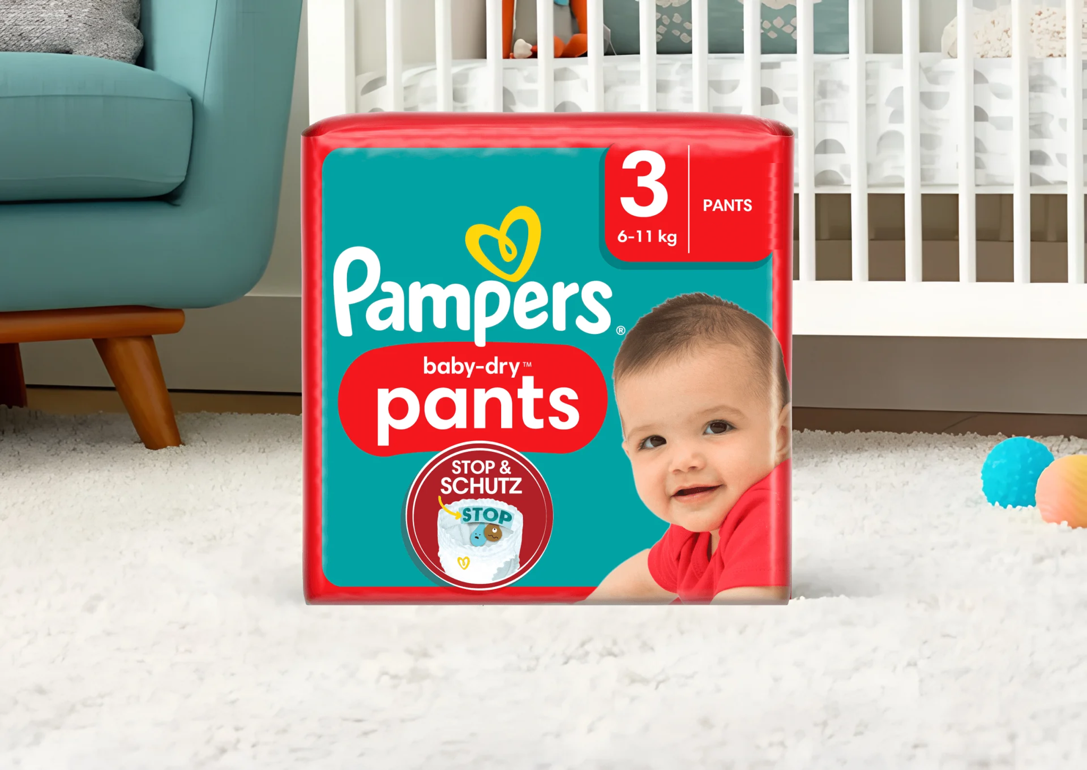 Pampers Baby-Dry Pants Taille 3 (6-11 kg) – Culottes ultra-absorbantes faciles à enfiler. Livraison 24h. Prix imbattable sur Coucouche.fr