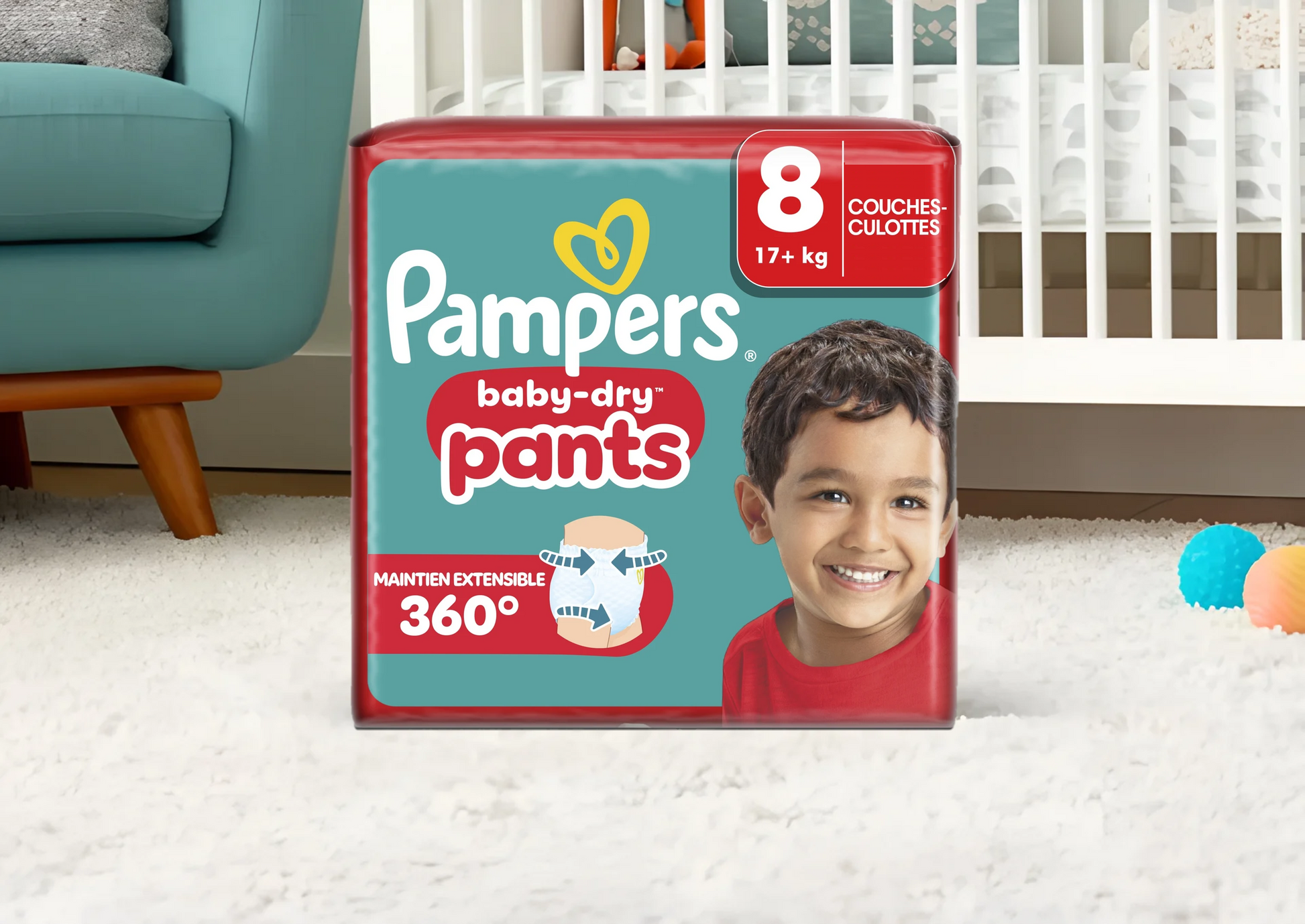 Culottes Pampers Baby-Dry Pants Taille 8 – Change facile et protection 12h pour enfants 17 kg+ – Livraison rapide Coucouche.fr