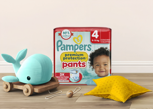 Culottes Pampers Premium Protection Pants Taille 4 – Ultra douces, faciles à enfiler, pour bébés de 9 à 14 kg – Livraison 24h Coucouche.fr