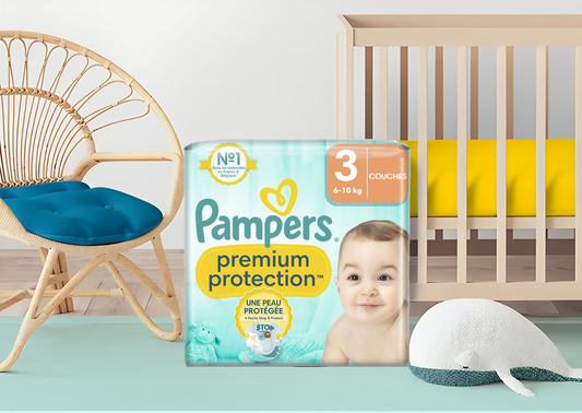 Couches Pampers Premium Protection Taille 3 – Ultra-douces et absorbantes pour bébés de 6 à 10 kg – Livraison rapide Coucouche.fr