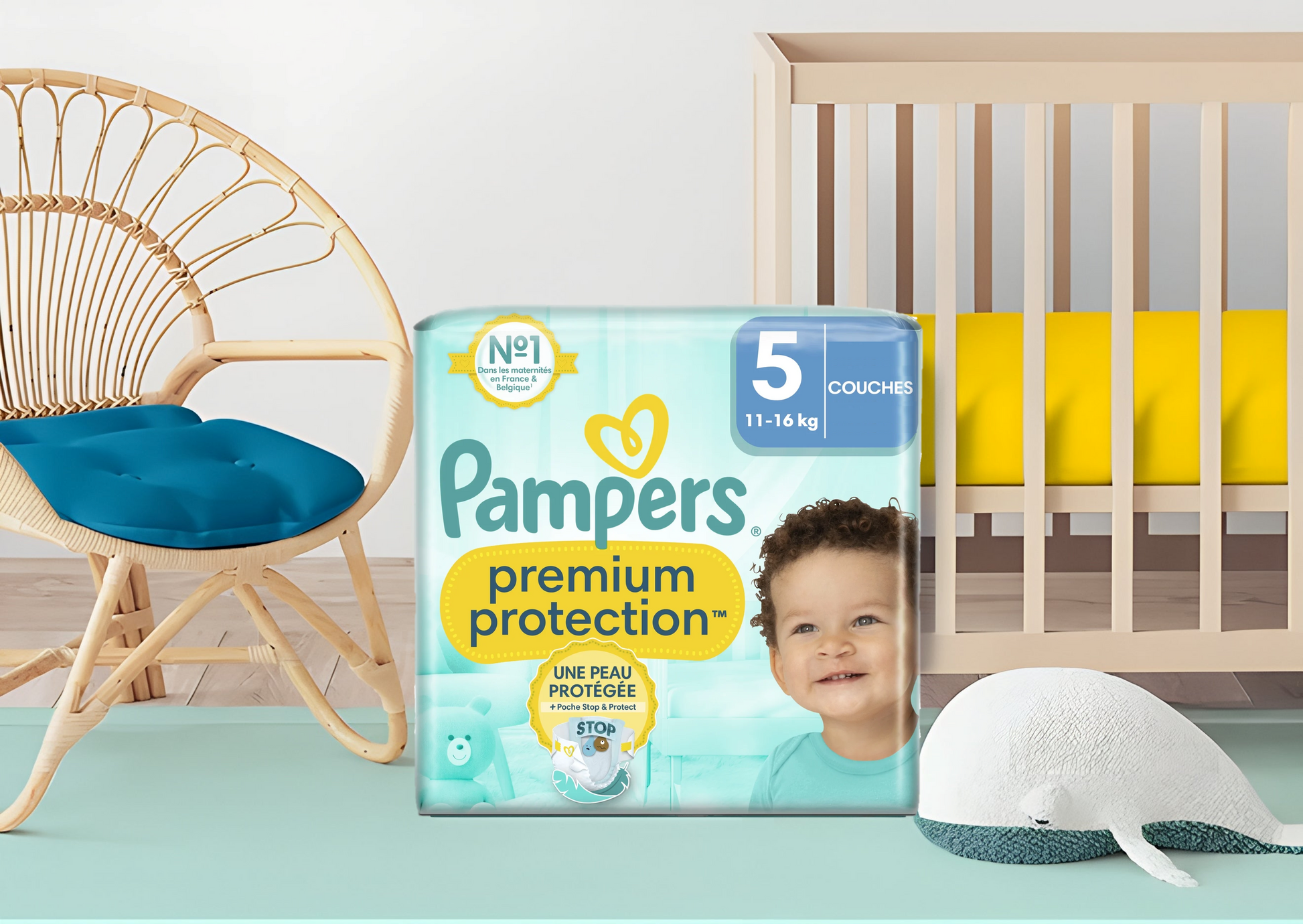 Couches Pampers Premium Protection Taille 5 – Ultra douces et absorbantes pour bébés de 11 à 16 kg – Livraison rapide Coucouche.fr