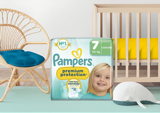Couches Pampers Premium Protection Taille 7 – Ultra douces pour enfants 15 kg+, confort & absorption – Livraison 24h Coucouche.fr